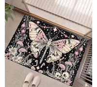 GDJSMIN Tappeto Stile Illustrazione Fantasy A Pelo Corto Tappeto Per Soggiorno, Lavabile In Lavatrice Per Camera Da Letto Design Dello Scheletro Farfalla Effetto Invecchiato(Rosa,80 X 120 cm)