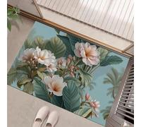 GDJSMIN Tappeto Verde Stampe Frangipani Ingresso Interno, Zerbino Tappeti Illustrazioni Piante Della Giungla 45 X 75 Cm Antiscivolo Lavabile In Lavatrice Rosa Camera Da Letto Entrata Scendiletto