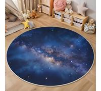 GDJSMIN Via Lattea Nel Cielo Notturno Tappeto Rotondo Salotto, Morbido Visione Cosmicatappetini Antiscivolo Tappeto Per Bambini Cameretta Cucina Casa Zona Balcone Tappet Tavolino (Blu,180Cm)