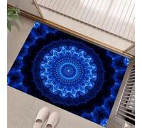 GDJSMIN Zerbini Per Interni,Arte Astratta Moderna Zerbini Morbidi Lavabili In Lavatrice,Design Caleidoscopio Geometrico Assorbente Antiscivolo A Basso Profilo Per Ingresso,Cucina,50 X 80 cm Blu
