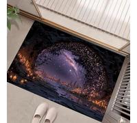 GDJSMIN Zerbino Interno Antiscivolo,Enorme Buco Nell'Albero Luce Delle Stelle Tappeto Ingresso Lavabile In Lavatrice,Scena Fantasy Tappeto Esterno Ingresso Rimozione Della Polvere,Viola, 50 X 80 cm