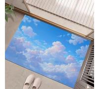 GDJSMIN Zerbino Interno Antiscivolo,Scena Con Cielo Sereno Tappeto Ingresso Lavabile In Lavatrice,Stile Anime Classico Tappeto Esterno Ingresso Rimozione Della Polvere,Azzurro Chiaro, 45 X 75 cm