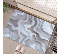 GDJSMIN Zerbino Interno Antiscivolo,Trama Di Marmo Tappeto Ingresso Lavabile In Lavatrice,Motivo Moderno Astratto Tappeto Esterno Ingresso Rimozione Della Polvere,Bianco, 60 X 90 cm