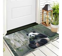 GDJSMIN Zerbino Panda Che Mangiano Foglie Bambù, Ingresso Esterno E Interno, 90 X 150 Cm Tappeto Animali Realistici Antipolvere Tappeto Ingresso Casa Resistente Zerbino Per Soggiorno Camera Letto