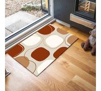 GDJSMIN Zerbino Per Geometria Minimalista,50 x 80 cm A Basso Profilo, Tappeto Morbido Antiscivolo Per Ellisse Irregolare,Domestici Cucina Interni Decorazione,Marrone