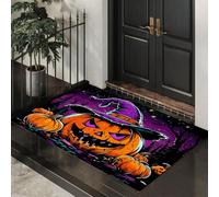 GDJSMIN Zerbino Per Halloween,45 X 75 Cm A Basso Profilo, Tappeto Morbido Antiscivolo Per Zucca Foresta Stella,Domestici Cucina Interni Decorazione,Viola Scuro