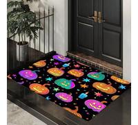 GDJSMIN Zerbino Per Halloween Dei Cartoni Animati,50 X 80 Cm A Basso Profilo, Tappeto Morbido Antiscivolo Per Zucca Candela Stella,Domestici Cucina Interni Decorazione,Rosa Viola