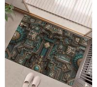 GDJSMIN Zerbino Per Porta D'Ingresso Linea Metallica, 50 x 80 cm A Basso Profilo,Tappeto Morbido Antiscivolo, Per Animali Domestici Cucina Interni Decorazione, Turchese