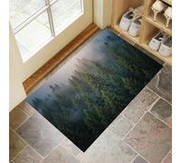 GDJSMIN Zerbino Per Porta D'Ingresso Nebbia Texture Di Foglie Sempreverdi, 80 x 120 cm A Basso Profilo,Tappeto Morbido Antiscivolo, Per Animali Domestici Cucina Interni Decorazione, Verde oliva