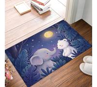 GDJSMIN Zerbino Per Porte Lavabili Animali Della Foresta, Tappetino Per Pavimenti Antiscivolo Dell'Interno Elefante Orso Polare Foglia Palma, Tappetini Per Porte Assorbenti A Basso Profilo,45 X 75 Cm