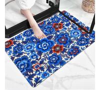 GDJSMIN Zerbino Per Stile Classico Tradizionale,80 X 120 Cm A Basso Profilo, Tappeto Morbido Antiscivolo Per Motivo In Porcellana Blu E Bianca,Domestici Cucina Interni Decorazione,Indaco