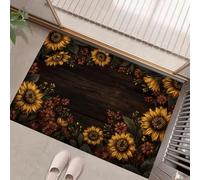 GDJSMIN Zerbino Stile Country Ingresso Interno, Tappeto Bordo Floreale Con Girasoli Antiscivolo Tappetino D'Ingresso Lavabile Trappola Sporco Per Ufficio, Porta Di Casa,40 X 60 cm - Giallo