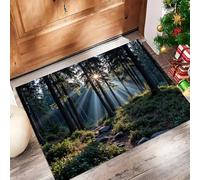 GDJSMIN Zerbino Trappola Sporco, Alberi Alti Tappetino Antiscivolo Lavabile In Lavatrice,Scena Tranquilla Nella Foresta Zerbino D'Ingresso Per Cane, Ingresso, Port,Verde Scuro,50 X 80 cm