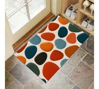 GDJSMIN Zerbino Trappola Sporco, Macchie Ovali Colorate Tappetino Antiscivolo Lavabile In Lavatrice,Disegno Irregolare Astratto Zerbino D'Ingresso Per Cane, Ingresso, Port,Arancia,60 X 90 cm