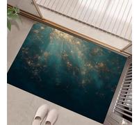 GDJSMIN Zerbino Trappola Sporco, Texture Astratta Del Cielo Stellato Tappetino Antiscivolo Lavabile In Lavatrice,Stile Fantasy Zerbino D'Ingresso Per Cane, Ingresso, Port,Blu-Verde,80 X 120 cm