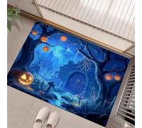 GDJSMIN Zerbino Zucca Cimitero, Zerbino Di Benvenuto Il Libro Della Giungla Per Esterni Ingresso Interno, Antiscivolo Tappeto Da Decorazioni Ciano, 45 X 75 Cm