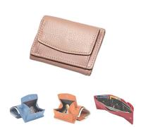 GDJZXD 2024 New Genuine Leather RFID Blocking Card Holder Organizer Pocket Mini Wallet, Premium Leather Wallet for Women, Leather Blocking Card Holder Pocket Anti-Credit Card Folding Mini Wallet(F)