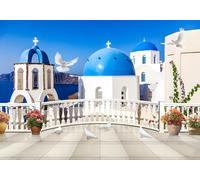 gdkldfg Carta Da Parati Moderna 200x140cm Natura Architettura Oceano Uccello Balcone Paesaggio,Poster Wallpaper,Seta Carta Parati,Decorazioni Parete Camera Da Letto Soggiorno