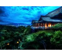 gdkldfg Carta Da Parati Moderna 200x140cm Verde Foresta Giapponese Zen Architettura Natura Paesaggio Cielo Blu,Poster Wallpaper,Seta Carta Parati,Decorazioni Parete Camera Da Letto Soggiorno