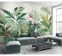 gdkldfg Carta Da Parati Moderna 300x210cm Verde Tropicale Giungla Fiori Uccello Paesaggio Naturale,Poster Wallpaper,Seta Carta Parati,Decorazioni Parete Camera Da Letto Soggiorno