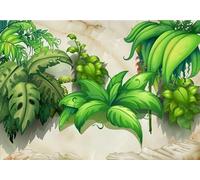 gdkldfg Carta Da Parati Moderna 430x300cm Cartone Animato Tropicale Verde Pianta Foglia Giungla Marmo Natura,Poster Wallpaper,Seta Carta Parati,Decorazioni Parete Camera Da Letto Soggiorno