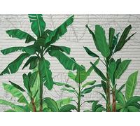 gdkldfg Carta Da Parati Moderna Poster Giungla tropicale Piante Geometrico Mattone Natura Verde 400x256cm Wallpaper Seta Carta Parati Decorazioni Parete Camera Da Letto Soggiorno