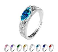 GDKRTNAJ Anello con Diamante Moissanite agli ioni di Titanio, Anello Moissanite con zirconi cubici Aperti per Uomo e Donna, Anello agli ioni di Titanio (Opening,Light Blue)