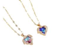 GDKRTNAJ Collana con Ciondolo a Cuore con Ali d'Angelo e Diamanti, Collana con Ciondolo a Cuore, Catena con clavicola con Cristalli a Cuore Fatti a Mano alla Moda C,One Size)