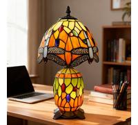 GDLight Lampada da Tavolo in Vetro Colorato Libellula, Luci Notturne Mediterranee per Scrivania, Lampade per Casa, Camera da Letto, Soggiorno, Ufficio, caffè, Bar, 8 Pollici,Arancia