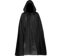 GDLOKFU Mantello Nero con Cappuccio, 120cm Mantello Halloween Lungo Capo Costume, Costume da Vampiro Strega per Bambino Adulti, per Cosplay Festa Mascherata e Carnevale