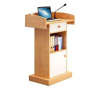 GdloWOoc Pulpito da Pavimento in Legno, Moderno Podio per Leggio con Cassetto Ripiano per Reception, Banco di Accoglienza del Ristorante per Chiesa(Wood)