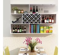 GDMDPTE Elegante portabottiglie da Parete a 3 Ripiani con portabicchieri - Elegante mobiletto portabottiglie per casa, Ristorante e Bar - Decorazione da Parete Moderna per Amanti del Vino
