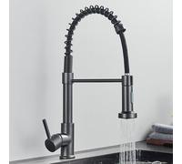 GDMDPTE Rubinetto da Cucina Estraibile in Oro Spazzolato, Girevole a 360°, Miscelatore monocomando, Finitura Grigio Opaco, Controllo Acqua Calda e Fredda a 2 Vie, Design Moderno per Lavell