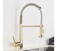 GDMDPTE Rubinetto da Cucina Estraibile in Oro Spazzolato, Maniglia Singola a 2 Vie, Rotazione a 360°, Miscelatore per Acqua Calda e Fredda, Elegante Finitura in Oro Lucido, Moderno aggiorn