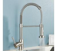 GDMDPTE Rubinetto da Cucina in Oro Spazzolato con spruzzatore Estraibile, Miscelatore monocomando per Acqua Calda e Fredda a 2 Vie, Rotazione a 360°, Tubo Flessibile Grigio Nichel, Moderno