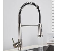 GDMDPTE Rubinetto da Cucina in Oro Spazzolato, Miscelatore a 2 Vie Estraibile, Maniglia Singola, Acqua Calda e Fredda, Rotazione a 360°, Tubo Flessibile in Nichel Nero, Design Moderno per