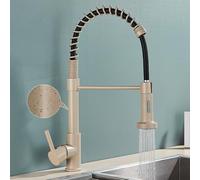 GDMDPTE Rubinetto da Cucina in Oro Spazzolato, Miscelatore monocomando a 2 Vie, Rotazione a 360°, Elegante Design a Pois Beige per cucine Moderne, Facile Installazione e Risparmio idrico.