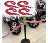 GDMDPTE Set di 4 Corde di Sicurezza Intrecciate Rosse con Ganci - Corde di Sicurezza in Canapa da 1,8 m per Eventi, Hotel, teatri, Controllo della Folla e inaugurazioni.