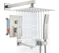 GDMDPTE Set Doccia con soffione a Pioggia ad Alta Pressione, doccetta a Mano e Braccio Estensibile Regolabile, Rubinetto Doccia a Parete per Bagno, casa, Hotel e Piscine.