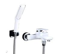 GDMDPTE Set Doccia/Vasca a Parete - Rubinetto da Bagno in Ottone Cromato, Miscelatore Acqua Calda e Fredda nei Colori Bianco e Nero per Un Arredamento Elegante.