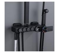 GDMDPTE Sistema Doccia termostatico Nero con Rubinetto e mensola per Vasca - Set Doccia a Flusso d'Acqua efficiente dal Punto di Vista energetico per Il Massimo Comfort e Stile nel Tuo Bag