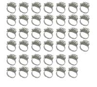 GDO Gioie d’Oriente Basi per Anelli Regolabili in Metallo Argentato - 40 Pezzi con Fascia 4 mm e 3 File di Occhielli Decorativi - Componenti per Gioielli e Bigiotteria Fai da Te