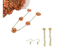 GDO GIOIE D'ORIENTE 1mt Catena Fiori Margherita 12mm Acciaio Dorato Vari Colori, Distanza 25mm, con Monachelle e 2 Chiusure Incluse per Bracciali e Collane Fai da Te (Arancione)