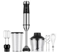 GDOR 6 in 1 1000 W, frullatore a immersione in acciaio inox, resistente ai graffi, a mano con 20 velocità, frusta, tritatutto, frusta, frullatore per uova e ganci per impastare