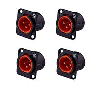 GDQLCNXB Jack XLR maschio 3 pin montaggio a pannello, alloggiamento in metallo nero, guscio interno arancione, connettore XLR maschio -4 pezzi