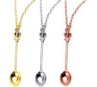 GDQQOYWQT Set di 3 collane con ciondolo a forma di cucchiaio, stile vintage, regolabile, regalo per donne, ragazze e adolescenti, feste in costume, abbigliamento quotidiano e regali, Misura unica