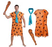Gdrghe Costume da uomo delle caverne, 3 pezzi, con cosplay per uomo delle caverne, ideale per Halloween, carnevale, età della pietra, cosplay (M)