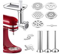Gdrtwwh Accessori per tritacarne per robot da cucina KitchenAid, include 3 tubi per insaccare salsicce 5 dischi in acciaio