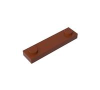 GDS-723 - Piastra speciale 1x4 con 2 rivetti, 50 pezzi, compatibile con Lego 92593 41740, parti fai da te e componenti MOC per grandi marche di mattoni, colore: Marrone rosso 192