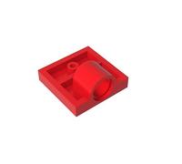 GDS-848 - Piastra speciale 2 x 2 con 1 foro per perno (nervatura inferiore completa), 10 pezzi, compatibile con Lego 2444 10247, componenti MOC per grandi marchi di mattoni, colore: Rosso 21